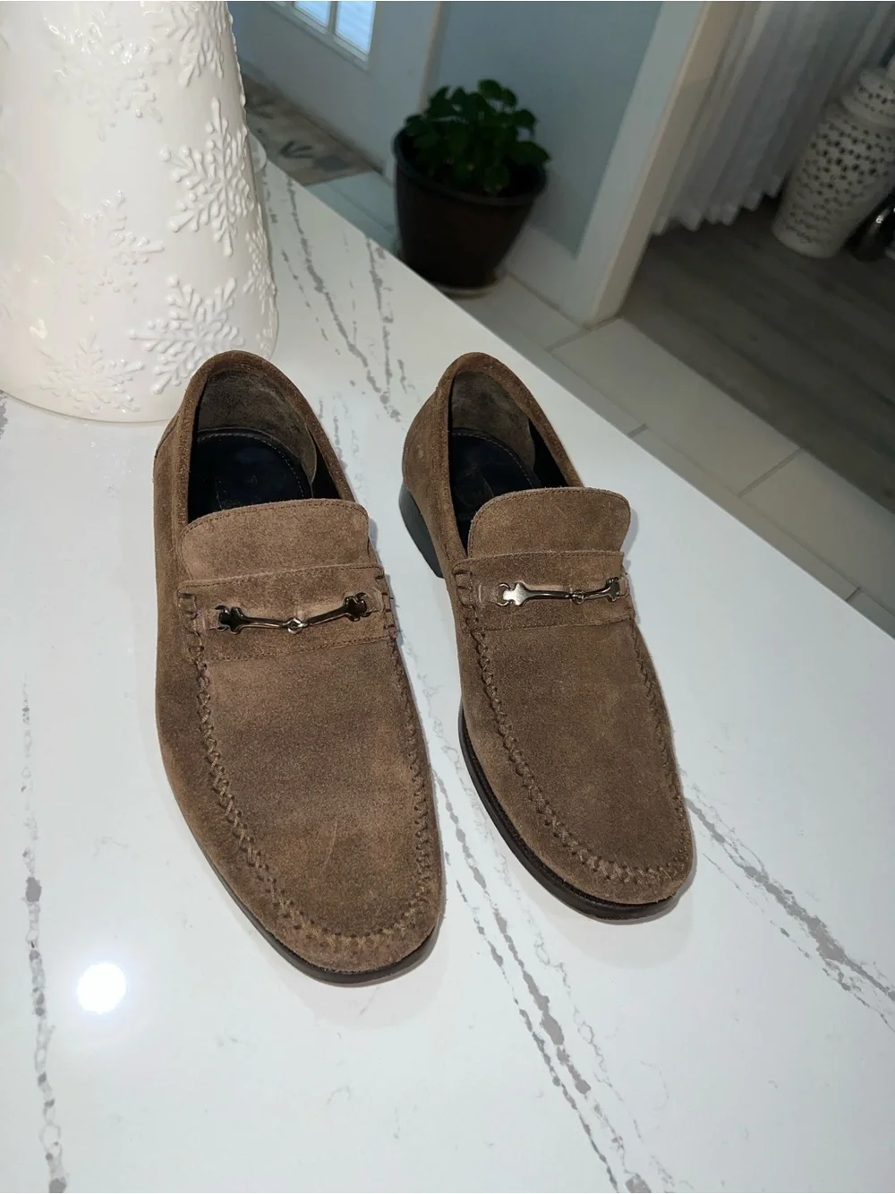 Bruno Magli Pittore Brown Suede Horsebit Loafers - Men's Size 9 M